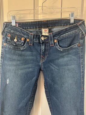 True Religion Women's low rise Blue Flare Jeans